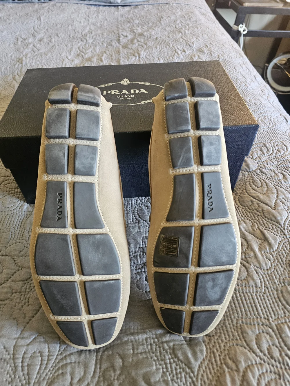 Prada Beige Suede Penny Loafers for Men